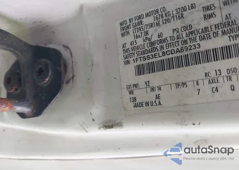 2012 Ford E-350 Super Duty Commercial from USA, damaged, VIN 1FTSS3EL8CDA69233